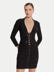 Elisabetta Franchi Sukienka koktajlowa AB-797-57E2-V590 Czarny Slim Fit. Czarne sukienki Elisabetta Franchi, bez wzorów, z syntetyku, wizytowe, bez kołnierzyka, bez ramiączek. Za 2,559.00 zł.