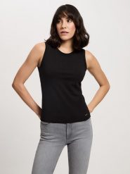 Cross Jeans Top w kolorze czarnym rozmiar: L. Czarne topy Cross Jeans, l, bez wzorów, z jeansu, bez kołnierzyka, bez ramiączek. Za 41.79 zł.