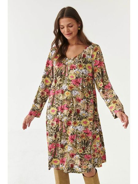 TATUUM Sukienka ze wzorem rozmiar: 38. Sukienki Tatuum, na imprezę, s, bez wzorów, z wiskozy, klasyczne, bez kołnierzyka, bez ramiączek, midi. Za 154.95 zł.
