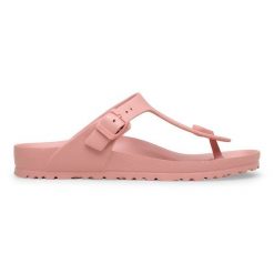 Birkenstock Gizeh EVA Pink Clay Japonki damskie. Czerwone klapki Birkenstock, bez wzorów, ze skóry, bez obcasa. Za 189.99 zł.