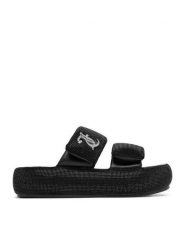 Juicy Couture Klapki CEO-WSS21515-02 Czarny. Czarne klapki Juicy Couture, bez wzorów, z materiału, bez obcasa. Za 249.99 zł.
