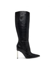 Guess Kozaki FLFCYY LEP11 Czarny. Czarne kozaki Guess, ze skóry, bez obcasa, na szpilce, bez zapięcia. Za 1,139.00 zł.