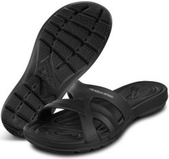 Klapki basenowe damskie Aqua Speed Panama. Czarne klapki Aqua-Speed, bez wzorów, z materiału, bez obcasa. Za 69.99 zł.
