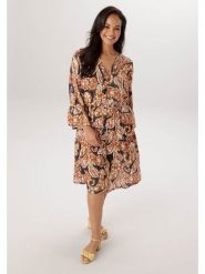 Aniston Sukienka w kolorze czarno-brązowym rozmiar: 50. Brązowe sukienki Aniston, bez wzorów, z wiskozy, bez kołnierzyka, bez ramiączek, midi. Za 173.99 zł.