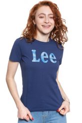 LEE T SHIRT DAMSKI SLIM LOGO TEE BLUEPRINT L43KEHLH 112109663. Niebieskie t-shirty Lee, l, bez wzorów, bez kołnierzyka, bez ramiączek. Za 69.99 zł.
