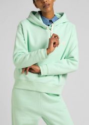 LEE ESSENTIAL HOODIE DAMSKA BLUZA LOGO SEAGLASS L53PLJ40 112320679. Bluzy Lee, l, bez wzorów, z kapturem. Za 199.99 zł.