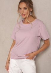Jasnofioletowy Klasyczny T-shirt Bawełniany o Casualowym Kroju Nattine. Fioletowe t-shirty Renee, uniwersalny, bez wzorów, z bawełny, bez kołnierzyka, bez ramiączek. Za 39.99 zł.