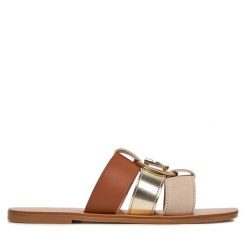 Klapki Liu Jo. Brązowe klapki Liu Jo, bez wzorów, bez obcasa. Za 399.99 zł.