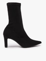 Czarne elastyczne botki na szpilce. Czarne botki Ryłko, bez wzorów, z gumy, bez obcasa, na szpilce, bez zapięcia. Za 429.99 zł.