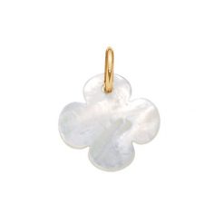 Zawieszka okrągła koniczyna z masy perłowej pozłacana 1,5 cm. Białe kolczyki Lilou, z perłą, pozłacane. Za 129.00 zł.