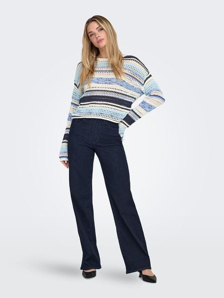 ONLY Sweter w kolorze niebiesko-kremowym rozmiar: M. Brązowe swetry Only, m, bez wzorów, bez ramiączek. Za 111.33 zł.