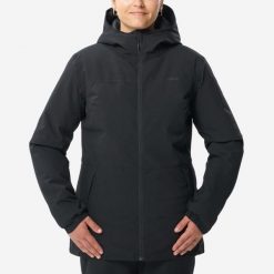 Kurtka narciarska damska Wedze 100. Czarne kurtki narciarskie WED'ZE, xl, bez wzorów, z materiału, bez kaptura, narciarskie. Za 199.99 zł.