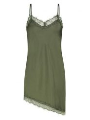 Sublevel Sukienka w kolorze khaki rozmiar: M/L. Brązowe sukienki Sublevel, l, bez wzorów, z koronki, z asymetrycznym kołnierzem, bez ramiączek, midi, asymetryczne. Za 104.99 zł.