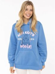 Zwillingsherz Bluza w kolorze niebieskim rozmiar: L/XL. Niebieskie bluzy Zwillingsherz, l, bez wzorów, z kapturem. Za 173.60 zł.