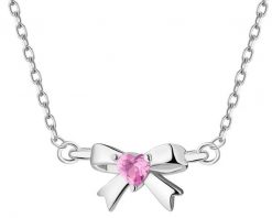 Naszyjnik srebrny z cyrkonią - kokardka, serce. Szare naszyjniki Apart, z cyrkonią, srebrne. Za 239.00 zł.