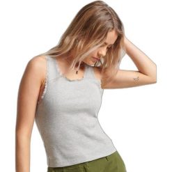 Tank top z koronkowym wykończeniem dla kobiet Superdry. Szare topy Superdry, l, bez wzorów, z koronki, bez kołnierzyka, bez ramiączek. Za 102.55 zł.
