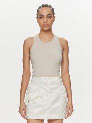 Calvin Klein Top K20K206554 Beżowy Slim Fit. Brązowe topy Calvin Klein, l, bez wzorów, bez kołnierzyka, bez ramiączek. Za 289.99 zł.