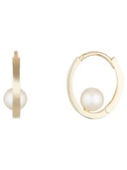 L instant d Or Złote kolczyki-kreole "Cerceau" z perłami rozmiar: onesize. Białe kolczyki L instant d Or, z perłą, złote. Za 861.99 zł.