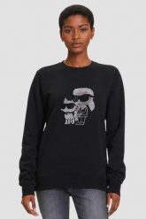 KARL LAGERFELD Czarna damska bluza z cyrkoniami Ikon Rs Duo, Rozmiar S. Czarne bluzy KARL LAGERFELD, s, bez wzorów, bez kaptura. W wyprzedaży za 389.99 zł.