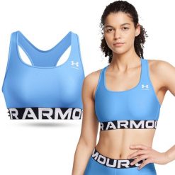 Stanik sportowy damski treningowy Under Armour biustonosz sportowy. Niebieskie bielizna sportowa Under Armour, xs, bez wzorów. Za 104.99 zł.