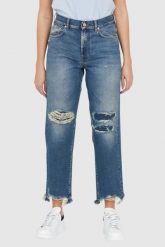 7 FOR ALL MANKIND Błękitne jeansy damskie THE MODERN STRAIGHT Z DZIURAMI, Rozmiar 29. Niebieskie jeansy 7 for all mankind, s, bez wzorów. W wyprzedaży za 499.99 zł.