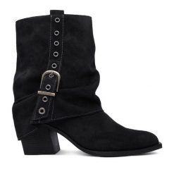Kowbojki G-Star. Czarne botki G-Star, bez wzorów, bez obcasa, na słupku, bez zapięcia. Za 399.99 zł.