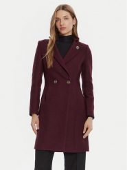 Rinascimento Płaszcz wełniany CFC0126218003 Bordowy Regular Fit. Czerwone płaszcze Rinascimento, na zimę, xs, bez wzorów, z syntetyku, bez kaptura. Za 909.99 zł.