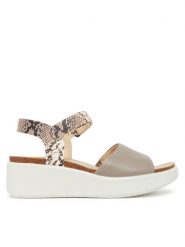 ECCO Sandały Flowt Wedge Cork 27231361166 Beżowy. Brązowe sandały ecco, bez wzorów, ze skóry, bez obcasa, na koturnie, bez zapięcia. Za 479.99 zł.