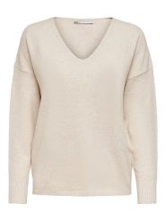 ONLY Sweter "Rica" w kolorze kremowym rozmiar: L. Brązowe swetry Only, l, bez wzorów, bez ramiączek. Za 73.23 zł.