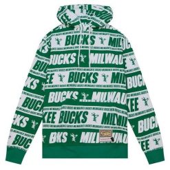 Bluza z kapturem Milwaukee Bucks Teamwrap. Zielone bluzy Mitchell & Ness, s, bez wzorów, z bawełny, z kapturem. Za 535.35 zł.