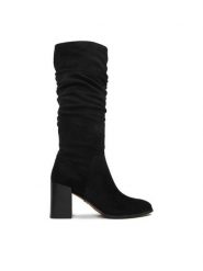 Nine West Kozaki CEO-BASZIRA-01 Czarny. Czarne kozaki Nine West, z materiału, bez obcasa, na słupku, bez zapięcia. Za 299.99 zł.