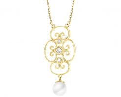 Złoty naszyjnik z perłą i cyrkoniami. Żółte naszyjniki Apart, z cyrkonią, złote. Za 1,399.00 zł.