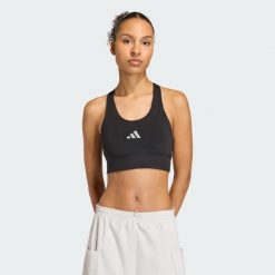 Biustonosz adi365 Running Pocket Medium Support. Czarne bielizna sportowa Adidas, xs, bez wzorów. Za 236.00 zł.
