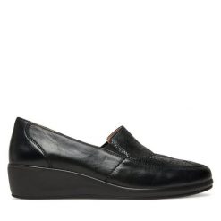 Półbuty Caprice. Czarne czółenka Caprice, bez wzorów, bez obcasa, na koturnie, bez zapięcia. Za 299.99 zł.