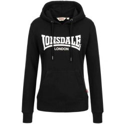 Bluza damska z kapturem Lonsdale Flookburgh. Czarne bluzy Lonsdale, l, bez wzorów, z bawełny, z kapturem. Za 228.50 zł.