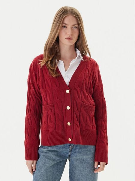 Tommy Hilfiger Kardigan WW0WW43089 Czerwony Regular Fit. Czerwone kardigany TOMMY HILFIGER, xl, bez wzorów, z wełny. Za 599.99 zł.
