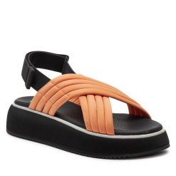 Sandały Gioseppo. Pomarańczowe sandały Gioseppo, bez wzorów, bez obcasa, na płaskiej podeszwie, bez zapięcia. Za 229.99 zł.
