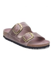 Birkenstock Skórzane klapki "Arizona" w kolorze fioletowym rozmiar: 39. Różowe klapki Birkenstock, bez wzorów, z otwartym noskiem, bez obcasa. Za 549.06 zł.
