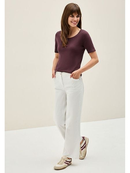 Cecil Koszulka w kolorze ciemnofioletowym rozmiar: XL. Różowe bluzki Cecil, xl, bez wzorów, z bawełny, bez kołnierzyka, bez ramiączek. Za 48.39 zł.