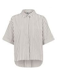 Sublevel Bluzka w kolorze biało-szarobrązowym rozmiar: XS. Brązowe bluzki Sublevel, xs, bez wzorów, z bawełny, z asymetrycznym kołnierzem, bez ramiączek. Za 104.99 zł.