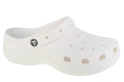 Klapki Crocs Model Classic Platform Clog W Kolor Biały. Białe klapki Crocs, bez wzorów, z gumy, bez obcasa. Za 275.00 zł.