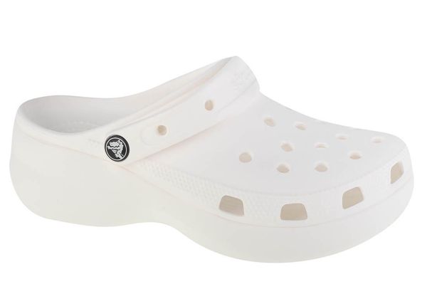 Klapki Crocs Model Classic Platform Clog W Kolor Biały. Białe klapki Crocs, bez wzorów, z gumy, bez obcasa. Za 275.00 zł.