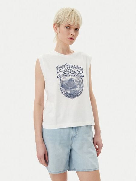 Levi's® Bluzka Graphic 001MW-0000 Biały Standard Fit. Białe bluzki m, bez wzorów, z bawełny, bez kołnierzyka, bez ramiączek. Za 89.99 zł.