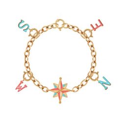 Bransoletka Łańcuch No.1 z Kompasem. Niebieskie bransoletki Lilou, pozłacane. Za 485.00 zł.