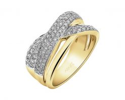 Pierścionek z żółtego złota z brylantami - 0,72 ct - próba 585. Żółte pierścionki Apart, z brylantem, złote. Za 9,990.00 zł.