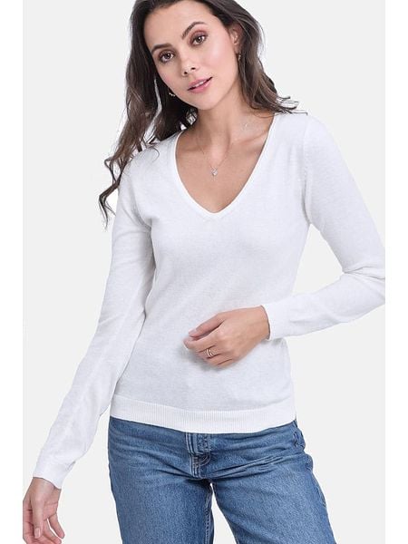 ASSUILI Sweter w kolorze białym rozmiar: 34. Białe swetry Assuili, bez wzorów, bez ramiączek. Za 113.99 zł.