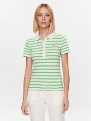 Tommy Hilfiger Polo 1985 WW0WW39530 Zielony Slim Fit. Zielone koszulki polo TOMMY HILFIGER, xs, bez wzorów, z bawełny, bez kołnierzyka, bez ramiączek. Za 229.99 zł.