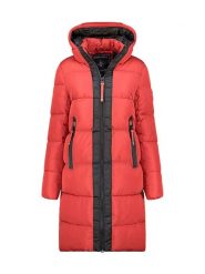 Geographical Norway Płaszcz zimowy "Bluma" w kolorze czerwonym rozmiar: S. Czerwone płaszcze Geographical Norway, na zimę, s, bez wzorów, z puchu, bez kaptura. Za 283.45 zł.