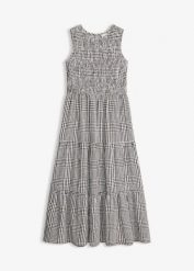 Sukienka midi z mieszanki wiskozy. Czarne sukienki bonprix, bez wzorów, z wiskozy, eleganckie, bez kołnierzyka, bez ramiączek, midi. Za 99.99 zł.