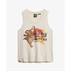 Damski tank top Superdry Vintage Logo Tokyo. Brązowe bielizna sportowa Superdry, bez wzorów. W wyprzedaży za 144.90 zł.